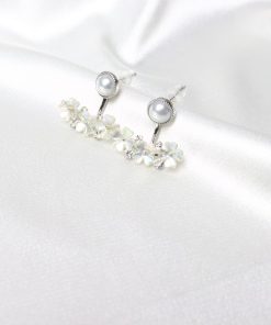 Σκουλαρίκια back and frond με φίλντισι