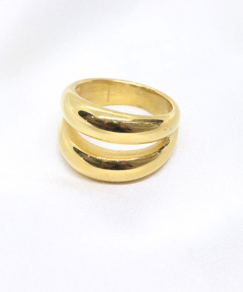 Ατσάλινο διπλό δαχτυλίδι σε χρυσό χρώμα