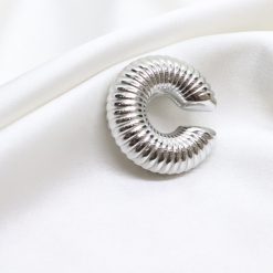 Ατσάλινο Ear Cuff σκουλαρίκι μεγάλο σε χρώμα ασημί - skl-158A