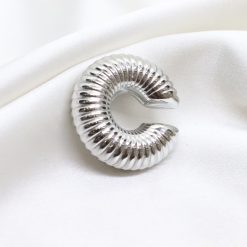Ατσάλινο Ear Cuff σκουλαρίκι μεγάλο σε χρώμα ασημί - skl-158A