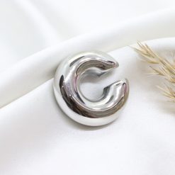Ατσάλινο Ear Cuff σκουλαρίκι μεγάλο σε χρώμα ασημί - skl-159A