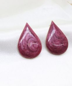 Ορειχάλκινα σκουλαρίκια σταγόνα με σμάλτο σε μπορντό χρώμα