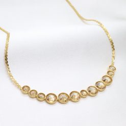 Ορειχάλκινο χειροποίητο κολιέ με πέτρες swarovski σε χρυσό χρώμα