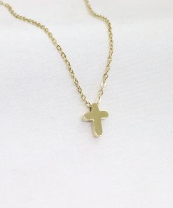 Ατσάλινο κολιέ σταυρός σε χρυσό χρώμα
