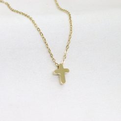 Ατσάλινο κολιέ σταυρός σε χρυσό χρώμα