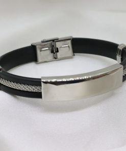 Ανδρικό βραχιόλι με δερματίνη και ατσάλι