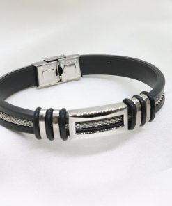 Ανδρικό βραχιόλι με δερματίνη και ατσάλι