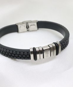 Ανδρικό βραχιόλι με δερματίνη και ατσάλι