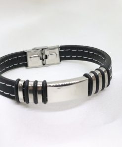 Ανδρικό βραχιόλι με δέρμα και ατσάλι
