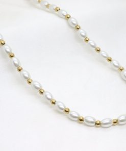 Κολιέ με πέρλες και χρυσές χάντρες