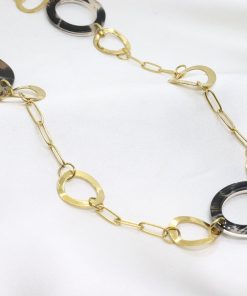 Ατσάλινο μακρύ κολιέ με κρίκους animal print σε χρυσό χρώμα