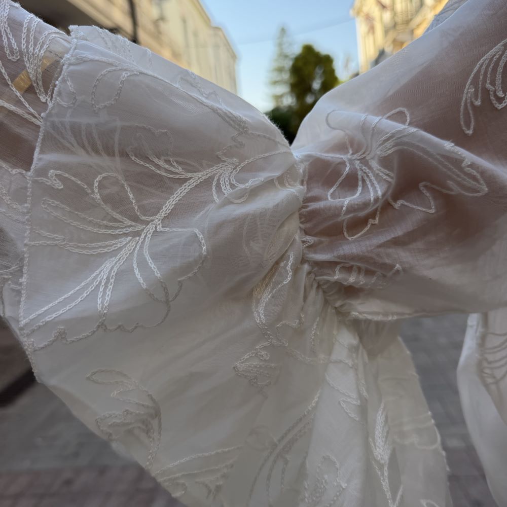 Floral Romance Μπλούζα με Κεντήματα & Βολάν | Λευκή - Image 3