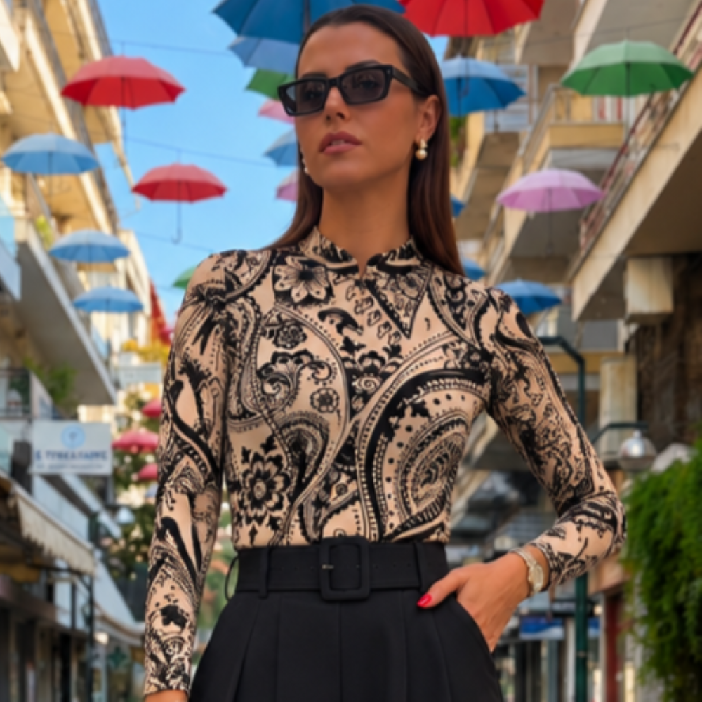 Μπλούζα Paisley Print | Μπεζ