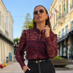 Δαντελένια Μπλούζα με Διαφάνεια | Μπορντό
