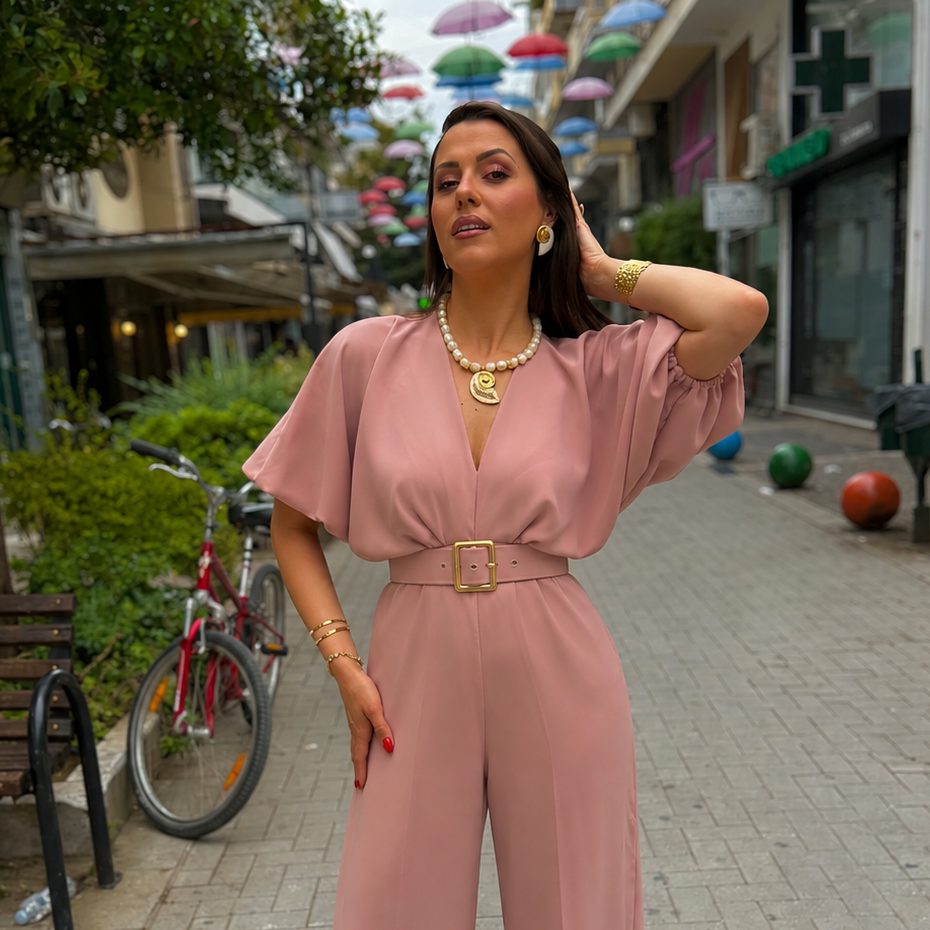 Brigitte Boutique Wide Leg Ολόσωμη Φόρμα | Dusty Pink - Image 2