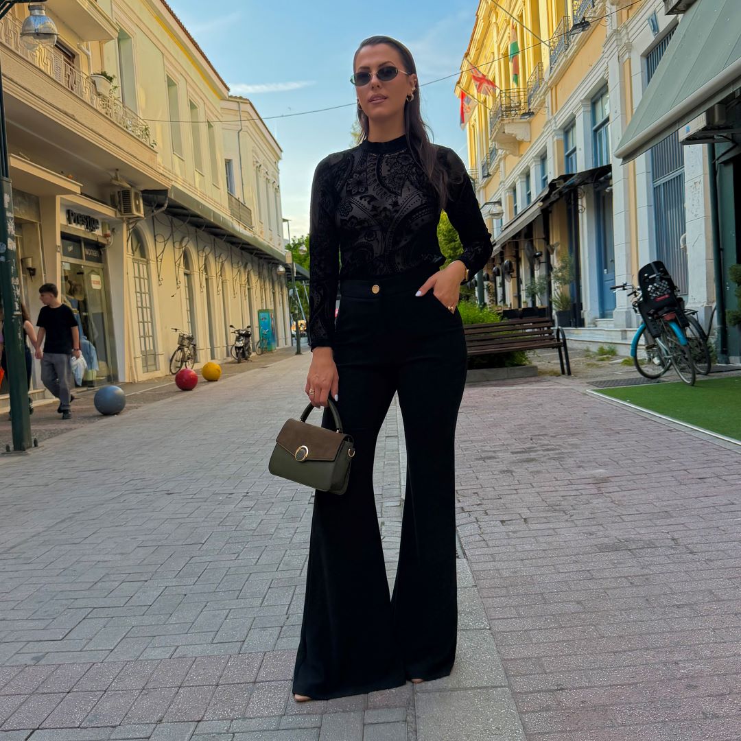 Brigitte Boutique Παντελόνι Καμπάνα Ψηλόμεσο | Μαύρο - Image 2