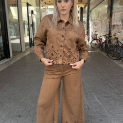 Suede Chic Σετ Πουκάμισο & Παντελόνα με Laser Cut | Ταμπά