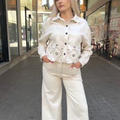 Suede Chic Σετ Πουκάμισο & Παντελόνα με Laser Cut | Μπεζ
