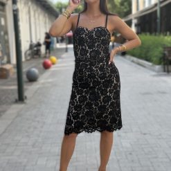 Lace Bustier Midi Σετ | Μαύρο