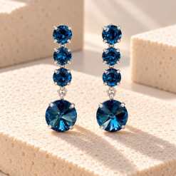 Blue Celeste - Χειροποίητα Σκουλαρίκια με Swarovski Κρύσταλλα