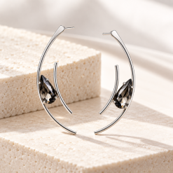 Nerissa Smoky – Χειροποίητα Σκουλαρίκια με Swarovski