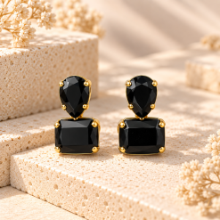 Noiré – Χειροποίητα Σκουλαρίκια με Μαύρα Swarovski