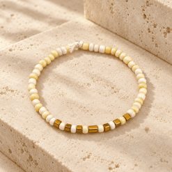 Ivory Gold - Ανδρικό Βραχιόλι με Λευκές Χάντρες και Αιματίτη